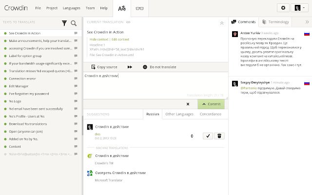 Crowdin  from Chrome web store to be run with OffiDocs Chromium online