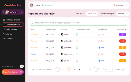 Crush Tracker | Toute lactivité de ton crush, sur Insta!  from Chrome web store to be run with OffiDocs Chromium online
