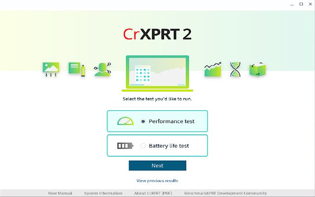 CrXPRT 2  from Chrome web store to be run with OffiDocs Chromium online