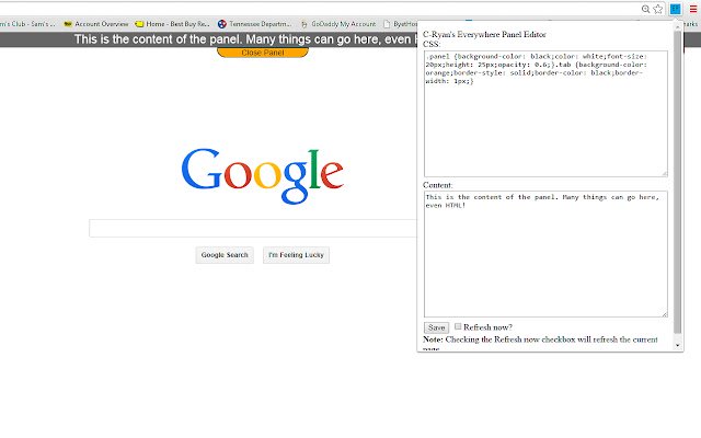 C Ryans Everywhere Panel  from Chrome web store to be run with OffiDocs Chromium online