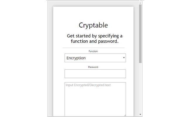 Cryptable Encrypt messages.  from Chrome web store to be run with OffiDocs Chromium online