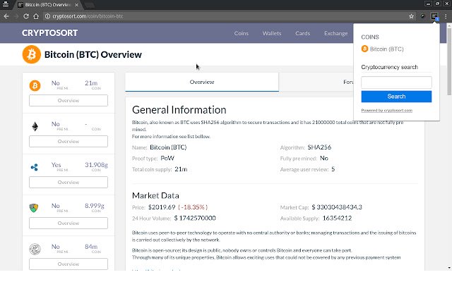 ตัวสำรวจ Cryptocurrency จาก Chrome เว็บสโตร์ที่จะรันด้วย OffiDocs Chromium ออนไลน์