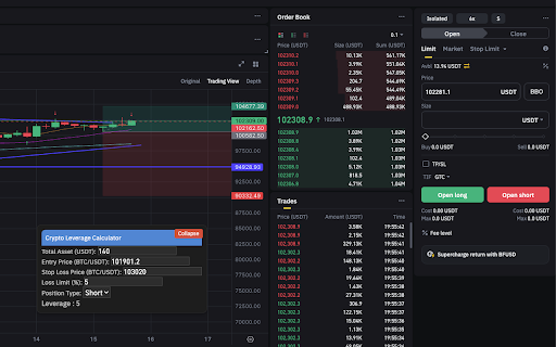 Crypto Leverage Calculator  from Chrome web store to be run with OffiDocs Chromium online