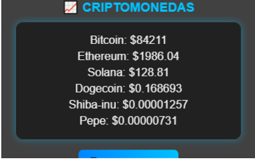 Crypto Prices  from Chrome web store to be run with OffiDocs Chromium online