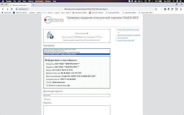 CryptoPro Extension para sa CAdES Browser Plug in mula sa Chrome web store na tatakbo sa OffiDocs Chromium online