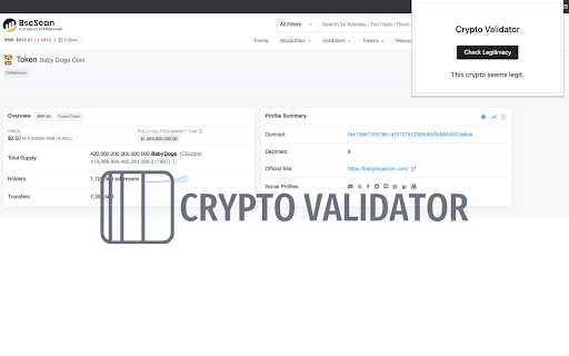 Crypto Validator  from Chrome web store to be run with OffiDocs Chromium online