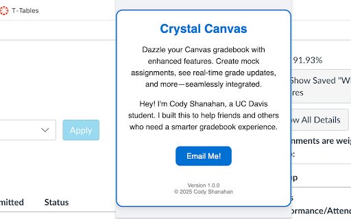 Crystal Canvas Mock Assignments  from Chrome web store to be run with OffiDocs Chromium online