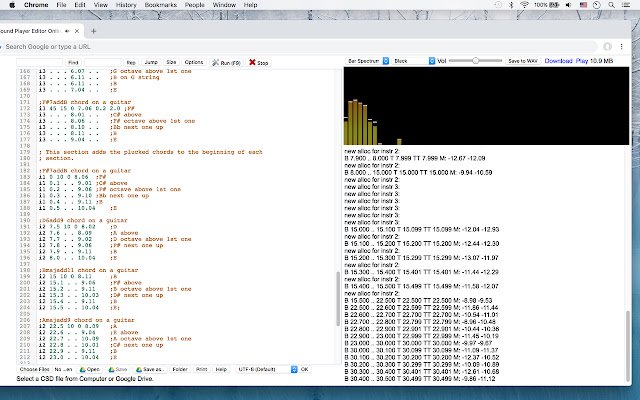 CSound Player และ Editor จาก Chrome เว็บสโตร์ที่จะรันด้วย OffiDocs Chromium ทางออนไลน์