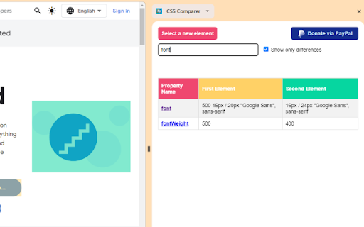 CSS Comparer  from Chrome web store to be run with OffiDocs Chromium online