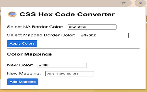 CSS Hex Code Converter  from Chrome web store to be run with OffiDocs Chromium online
