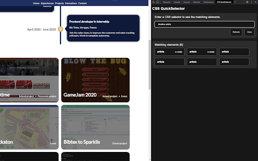 CSS QuickSelector  from Chrome web store to be run with OffiDocs Chromium online