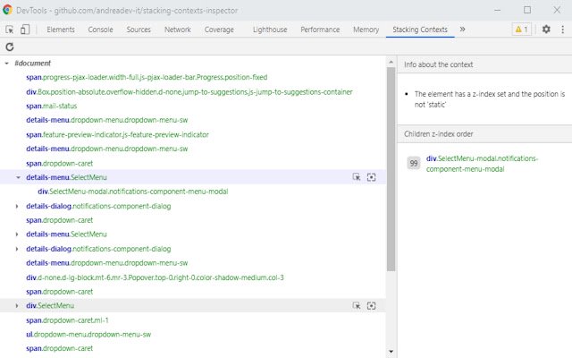 CSS Stacking Context inspector  from Chrome web store to be run with OffiDocs Chromium online