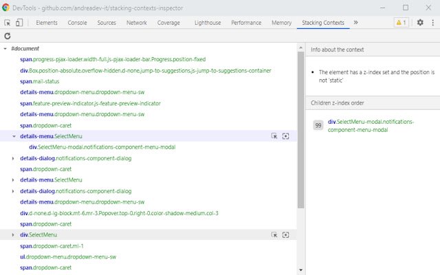 ตัวตรวจสอบบริบทการซ้อน CSS จาก Chrome เว็บสโตร์ที่จะทำงานกับ OffiDocs Chromium ออนไลน์