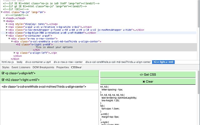 CSSSteal  from Chrome web store to be run with OffiDocs Chromium online