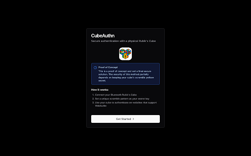 CubeAuthn  from Chrome web store to be run with OffiDocs Chromium online