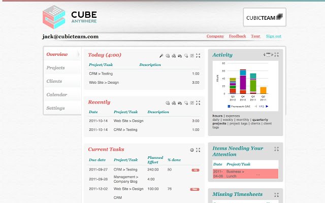 Cube Time Expense Tracking vanuit de Chrome-webwinkel om te worden uitgevoerd met OffiDocs Chromium online