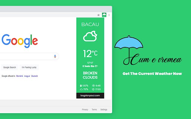 Cumevremea Get The Current Weather  from Chrome web store to be run with OffiDocs Chromium online
