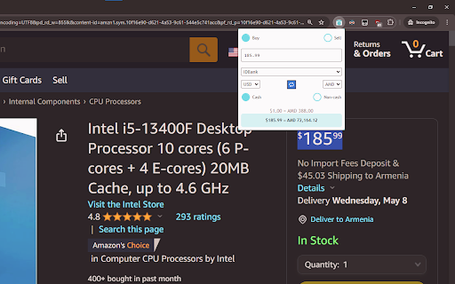 Currency Converter (Armenian Banks)  from Chrome web store to be run with OffiDocs Chromium online