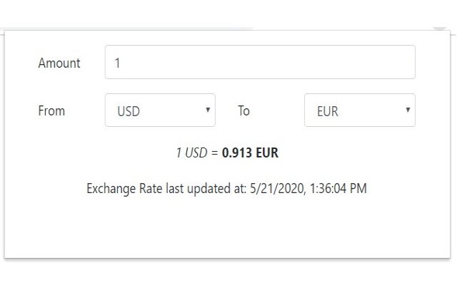 Currency Converter para sa Google Chrome™ mula sa Chrome web store na tatakbo sa OffiDocs Chromium online