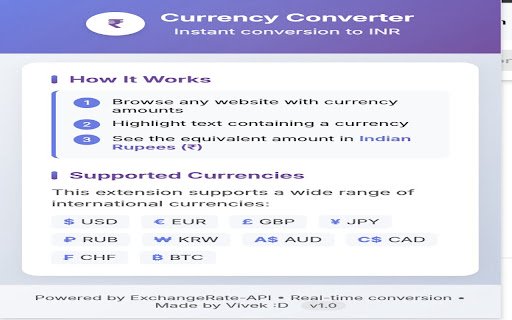 Currency Converter to INR  from Chrome web store to be run with OffiDocs Chromium online