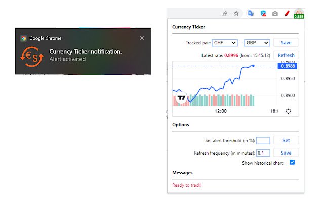 Currency Exchange Rate Ticker mula sa Chrome web store na tatakbo sa OffiDocs Chromium online