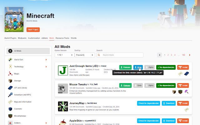 CurseForge Utils  from Chrome web store to be run with OffiDocs Chromium online