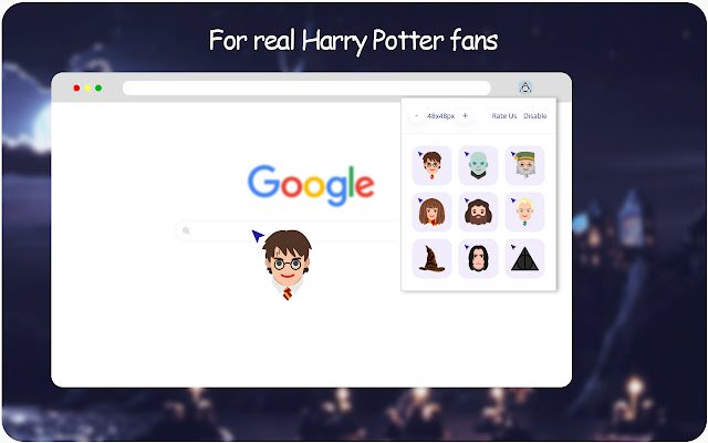 Cursors of the Harry Potter Universe  from Chrome web store to be run with OffiDocs Chromium online