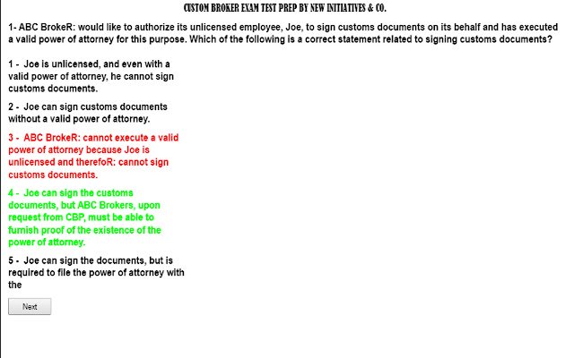 Custom Broker Exam Alpha  from Chrome web store to be run with OffiDocs Chromium online