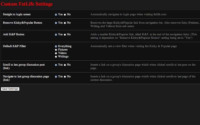 Custom Fetlife  from Chrome web store to be run with OffiDocs Chromium online