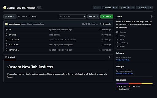 Custom New Tab Redirect  from Chrome web store to be run with OffiDocs Chromium online