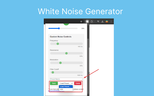 Custom Noise Generator  from Chrome web store to be run with OffiDocs Chromium online