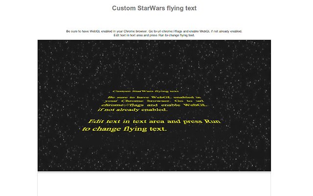 Benutzerdefinierte StarWars-ähnliche fliegende Texte aus dem Chrome-Webshop, die mit OffiDocs Chromium online ausgeführt werden
