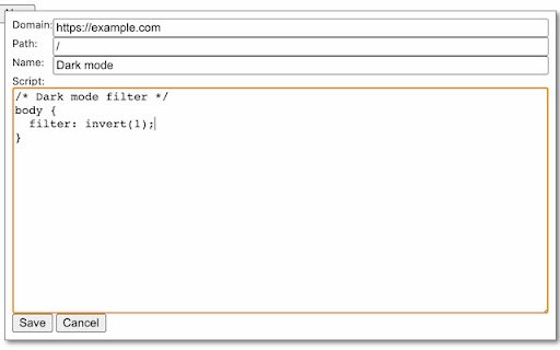 Custom Styles  from Chrome web store to be run with OffiDocs Chromium online