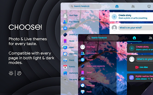 Custom Themes for Facebook  from Chrome web store to be run with OffiDocs Chromium online