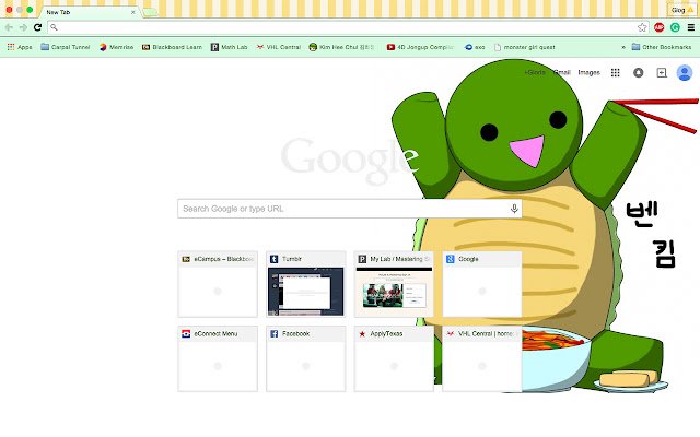 Chrome ウェブストアのかわいい韓国のカメのベンが OffiDocs Chromium オンラインで実行される