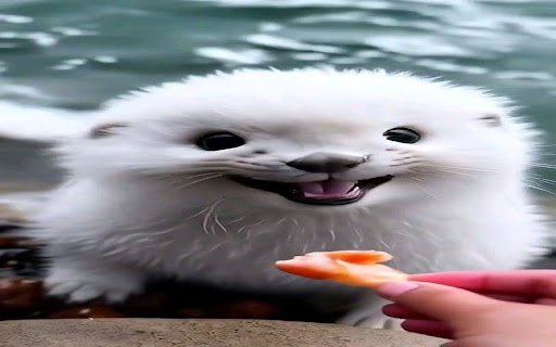 cute white otter wallpaper  from Chrome web store to be run with OffiDocs Chromium online