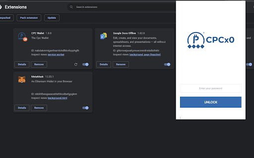 Cx0 Wallet  from Chrome web store to be run with OffiDocs Chromium online