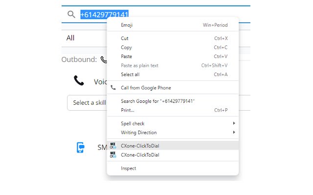 CXone Agent Click to Dial depuis la boutique en ligne Chrome à exécuter avec OffiDocs Chromium en ligne