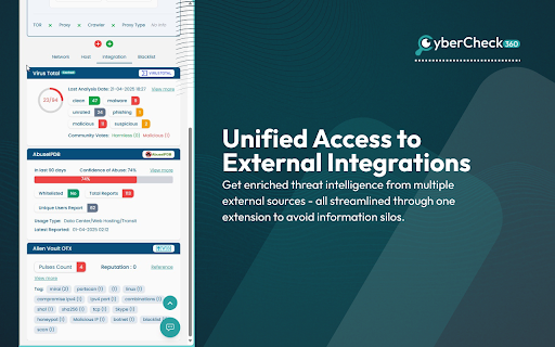 CyberCheck360  from Chrome web store to be run with OffiDocs Chromium online