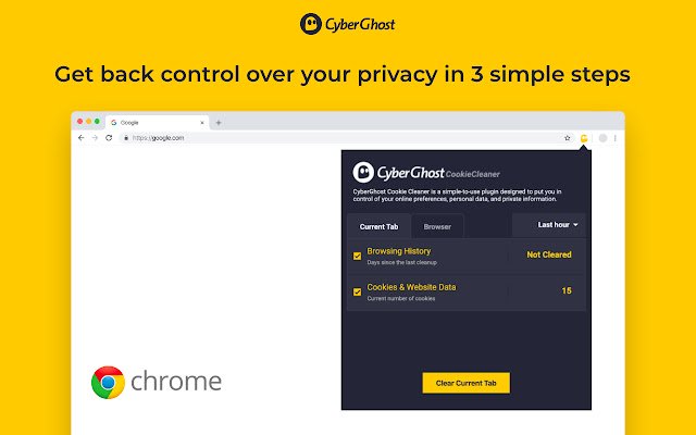 OffiDocs Chromium ile çevrimiçi olarak çalıştırılacak Chrome web mağazasından CyberGhost Çerez Temizleyici