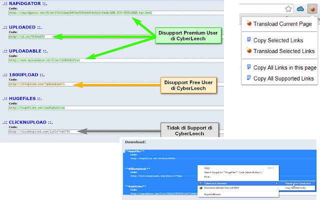 Ekstensi CyberLeech dari toko web Chrome untuk dijalankan dengan OffiDocs Chromium online