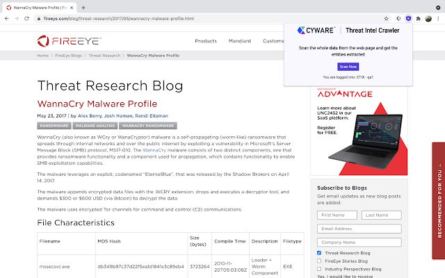 Cyware Threat Intel Crawler aus dem Chrome Web Store kann mit OffiDocs Chromium online ausgeführt werden