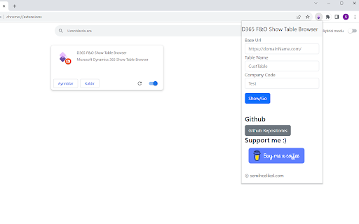 D365 FO Show Table Browser  from Chrome web store to be run with OffiDocs Chromium online