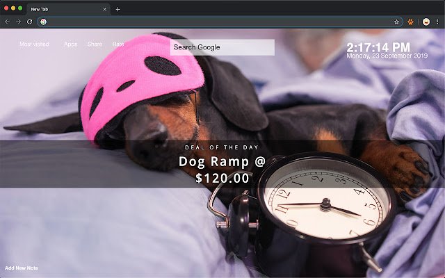 La nueva pestaña del fondo de pantalla de Dachshund de la tienda web de Chrome se ejecutará con OffiDocs Chromium en línea