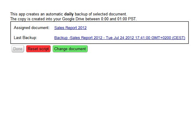 Daily Backup of Google Drive Document  from Chrome web store to be run with OffiDocs Chromium online