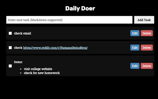 Daily Doer  from Chrome web store to be run with OffiDocs Chromium online