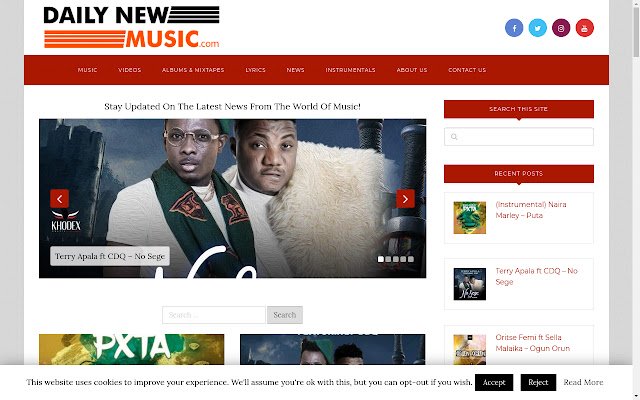 DailyNewMusic  from Chrome web store to be run with OffiDocs Chromium online
