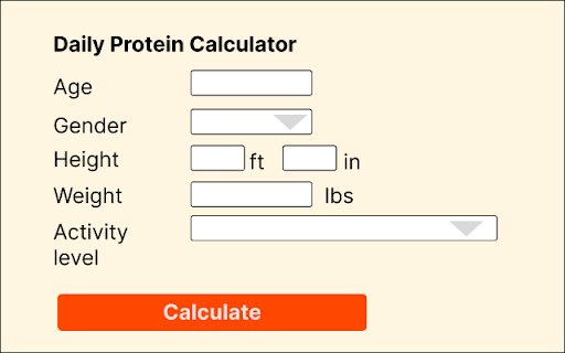 Daily Protein Calculator  from Chrome web store to be run with OffiDocs Chromium online
