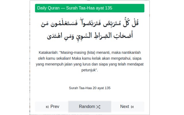 Daily Quran  from Chrome web store to be run with OffiDocs Chromium online