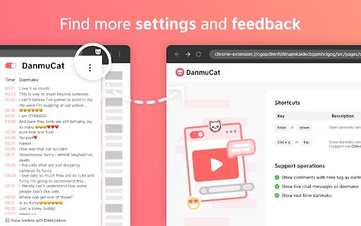 DanmuCat Show YouTube video comments and live messages as danmaku!  from Chrome web store to be run with OffiDocs Chromium online